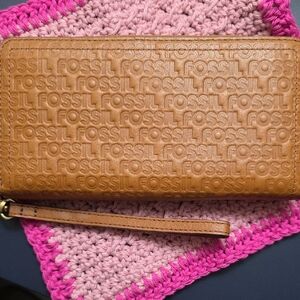 Fossil Embossed Brown Wallet